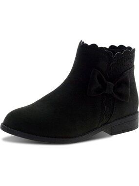 Lselom Girls Size 11 Boots Ankle Bow Detail Side Zipper Black Ankle Booties